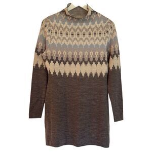 Icelandic Design 100% merino wool fairisle mock neck sweater tunic